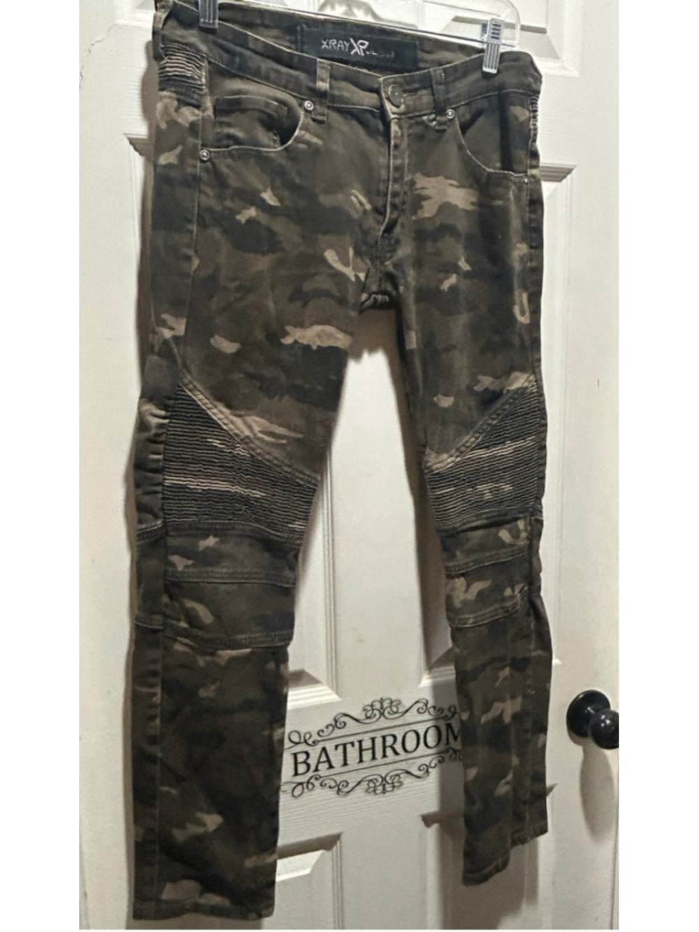 Men's XRAY Jeans Slim Camo Moto Pants Waist 30 Green Brown